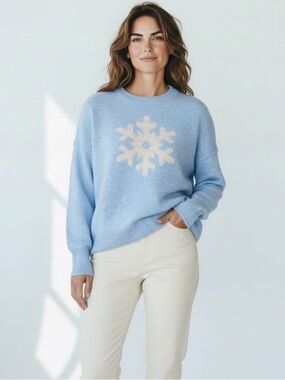 ⭐️NWT!⭐️Vince Camuto Sweater Sz XL w MEASUREMENTS Oversized Winter Snowflake